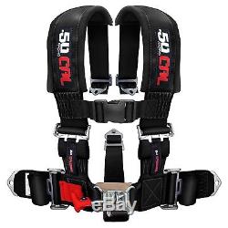5 Point Safety Harness 3 Inch Padded Seat Belt Latch Lock Sternum Strap Black