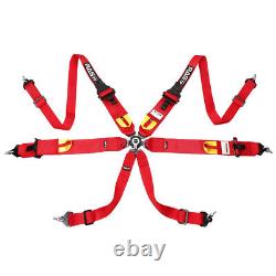 6 Point Racing Seat Belt Harness 2/3 Snap-On with Camlock Red Universal ATV UTV