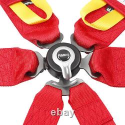 6 Point Racing Seat Belt Harness 2/3 Snap-On with Camlock Red Universal ATV UTV