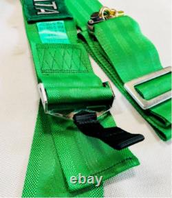 6 Point Snap-On 3 TAKATA Green Racing Seat Belt Harness Universal With Camlock