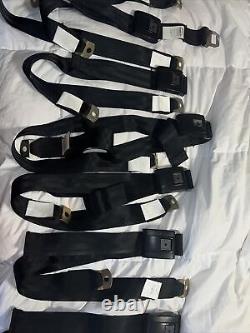 7 Black Standard Lap Seat Belts 66-72 Chevy Olds Pontiac GTO Nova Chevelle