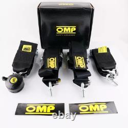 BLACK OMP 4 Point 3 Racing Seat Belt Quick Release Seatbelt Snap-On Harness