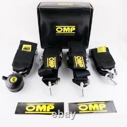 BLACK OMP 4 Point 3 Racing Seat Belt Quick Release Seatbelt Snap-On Harness