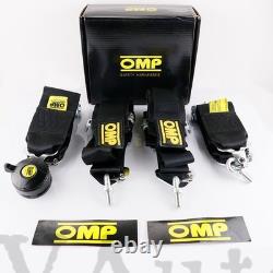 BLACK OMP 4 Point 3 Racing Seat Belt Quick Release Seatbelt Snap-On Harness