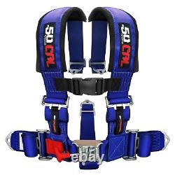 BLUE 5 Point Safety Harness 3 Inch Padded Seat Belt Latch Lock Sternum Strap