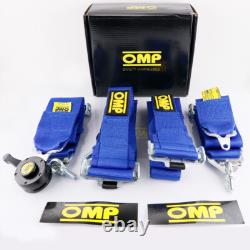 BLUE OMP 4 Point 3 Racing Seat Belt Quick Release Seatbelt Snap-On Harness