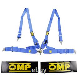 BLUE OMP 4 Point 3 Racing Seat Belt Quick Release Seatbelt Snap-On Harness