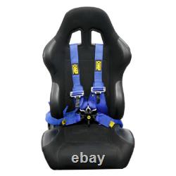 BLUE OMP 4 Point 3 Racing Seat Belt Quick Release Seatbelt Snap-On Harness
