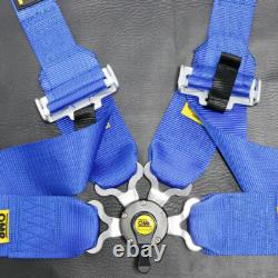 BLUE OMP 4 Point 3 Racing Seat Belt Quick Release Seatbelt Snap-On Harness