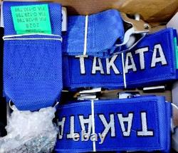 BLUE Takata Racing Seat Belt Harness 4 Point Snap-On 3 Cam lock Universal
