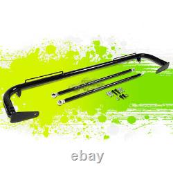 Black 49 Adjustable MILD Steel Safety Seat Belt Harness Bar With Support Rods