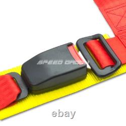Black 49stainless Steel Chassis Harness Bar+red 4-pt Strap Buckle Seat Belt