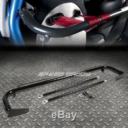 Black 49stainless Steel Chassis Harness Bar+red 4-pt Strap Buckle Seat Belt