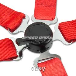 Black 49stainless Steel Chassis Harness Bar+red 6-pt Strap Camlock Seat Belt
