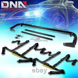 Black 49stainless Steel Chassis Harness Rod+black 4-pt Strap Buckle Seat Belt