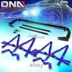 Black 49stainless Steel Chassis Harness Rod+blue 6-pt Strap Camlock Seat Belt