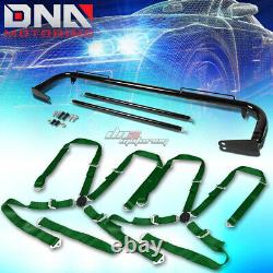 Black 49stainless Steel Chassis Harness Rod+green 4-pt Strap Camlock Seat Belt