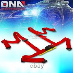 Black 49stainless Steel Chassis Harness Rod+red 4-pt Strap Buckle Seat Belt