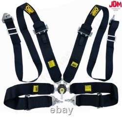 Black 4 Point Camlock Quick Release Car Seat Belt Harness For OMP Racing