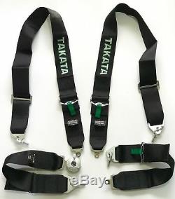 Black 4 Point Racing Safety Seat Belt Harness Quick Release