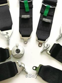 Black 4 Point Racing Safety Seat Belt Harness Quick Release