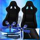 Black Bucket Racing Seats with Red Stitching + 2x 5 Point Blue Seatbelt Harness
