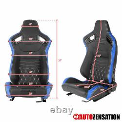 Black PVC Leather Carbon Fiber Look Racing Seat+4-Point Camlock Belt Harness