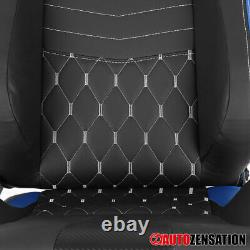 Black PVC Leather Carbon Fiber Look Racing Seat+4-Point Camlock Belt Harness