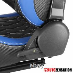 Black PVC Leather Carbon Fiber Look Racing Seat+4-Point Camlock Belt Harness