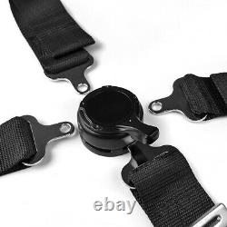 Black PVC Leather Carbon Fiber Look Racing Seat+4-Point Camlock Belt Harness