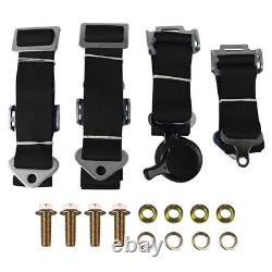 Black PVC Leather Carbon Fiber Look Racing Seat+4-Point Camlock Belt Harness