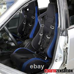 Black PVC Leather Carbon Fiber Look Racing Seat+4-Point Camlock Belt Harness