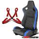 Black PVC Leather Carbon Fiber Look Racing Seat+Red 4-Point Camlock Belt Harness