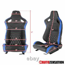 Black PVC Leather Carbon Fiber Look Racing Seat+Red 4-Point Camlock Belt Harness