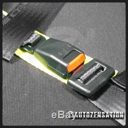 Black PVC Leather Reclinable Racing Bucket Seats+4PT Camlock Seat Belt Harness