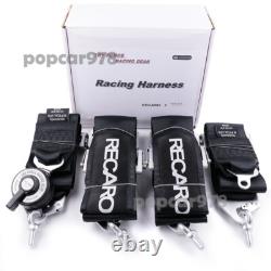 Black RECARO 4 Point 3 Racing Seat Belt Quick Release Seatbelt Snap-On Harness