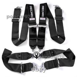 Black RECARO 4 Point 3 Racing Seat Belt Quick Release Seatbelt Snap-On Harness