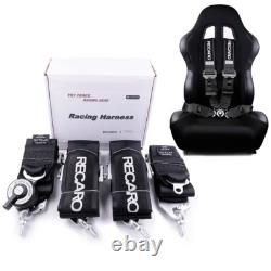 Black RECARO 4 Point 3 Racing Seat Belt Quick Release Seatbelt Snap-On Harness