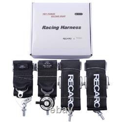 Black RECARO 4 Point 3 Racing Seat Belt Quick Release Seatbelt Snap-On Harness