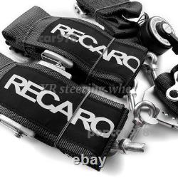 Black RECARO 4 Point 3 Racing Seat Belt Quick Release Seatbelt Snap-On Harness