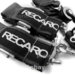 Black RECARO 4 Point 3 Racing Seat Belt Quick Release Seatbelt Snap-On Harness