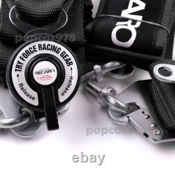 Black RECARO 4 Point 3 Racing Seat Belt Quick Release Seatbelt Snap-On Harness
