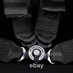 Black RECARO 4 Point 3 Racing Seat Belt Quick Release Seatbelt Snap-On Harness