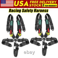 Black Race Car Seat Belts Safety 5 Point Safety Harness Auto Retractable ATV UTV