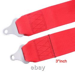 Black/Red 4 Point Camlock Quick Release Seat Belt Harness 3 Wide Universal