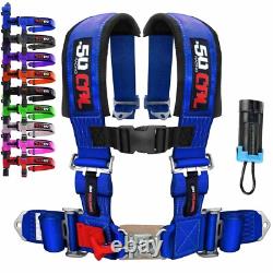 Blue 2in 4 point Harness Seat Belt with Bypass Plug For Canam Maverick Defender