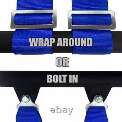 Blue 2in 4 point Harness Seat Belt with Bypass Plug For Canam Maverick Defender