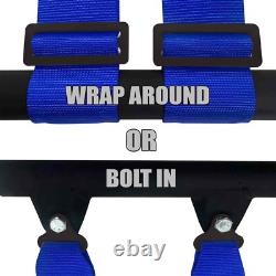 Blue 2in 4 point Harness Seat Belt with Bypass Plug For Canam Maverick Defender