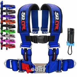 Blue 2in 4 point Harness Seat Belt with Bypass Plug For Canam Maverick Defender