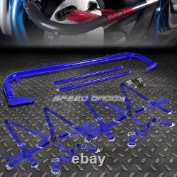 Blue 49stainless Steel Harness Bar+blue 6-pt Shoulder Strap Camlock Seat Belt